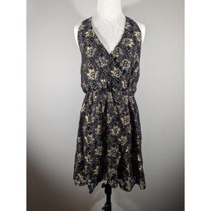 After Party By Nasty Gal Metallic Pon de Floral Mini Dress Women's Size L